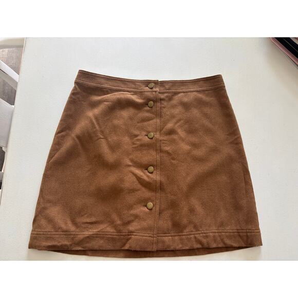 Madewell Camel  sz 6 Wool button front miniskirt A-line tailored classic fall - Picture 1 of 7